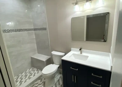 A timeless renovation featuring a modern bath design.